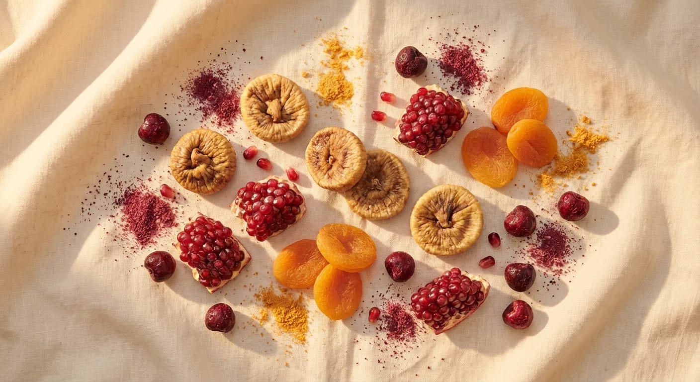 Turkish-origin freeze-dried figs, apricots and pomegranate