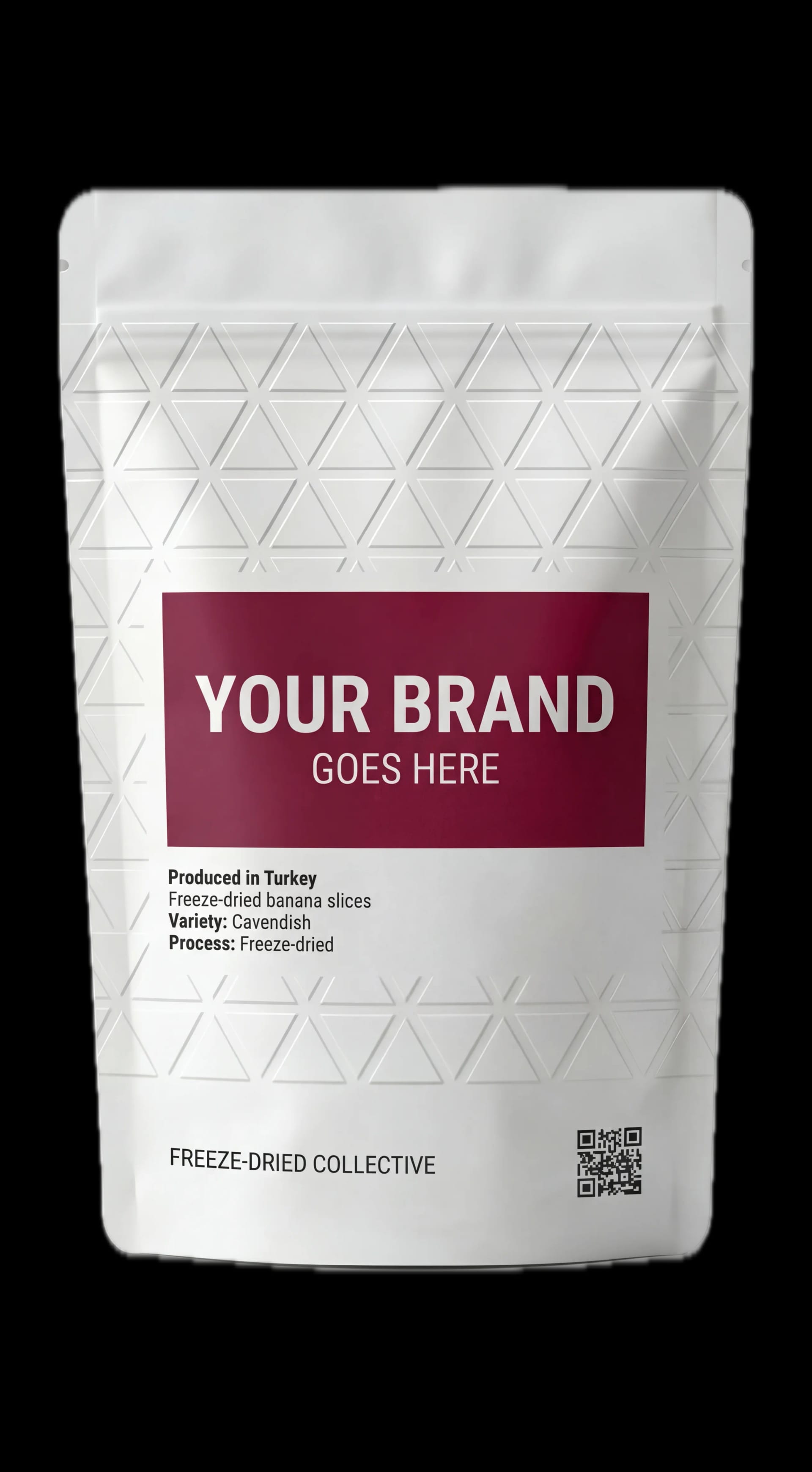 Freeze-dried strawberry product packaging showcasing 100% natural fruits