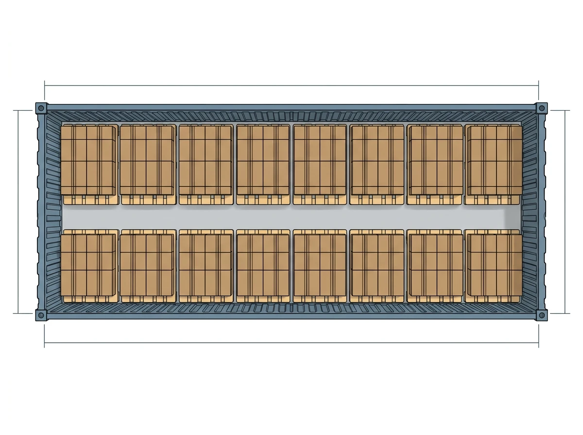 40HC-Container-Beladeplan - 24 Europaletten, bis zu 55.296 Stück